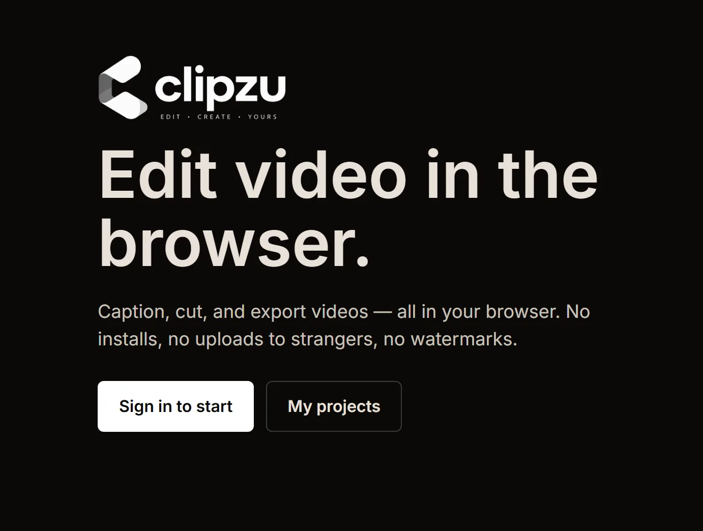 Clipzu browser video editor interface